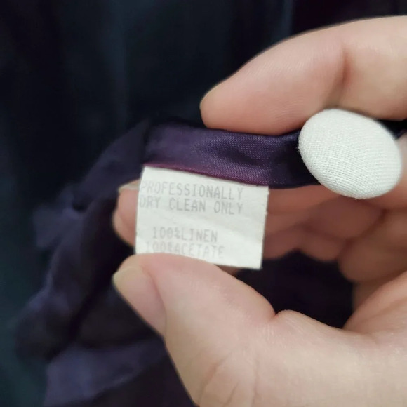 Neiman Marcus | Helena Girl's Vintage Navy Linen 2 Button Dress Coat Overcoat 5 - Picture 6 of 8